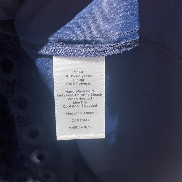 Talbots Navy Eyelet V-Neck A-Line Midi Dress - Picture 11 of 15